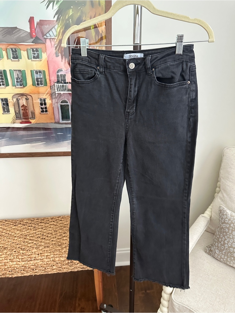 Zenana Black Crop Hem with Fray - Women's